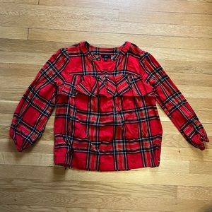 J. Crew plaid ruffle blouse